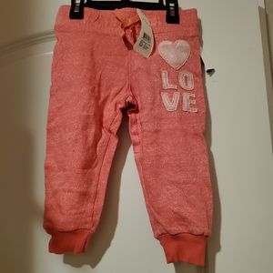 One Step Up Pink Love Cotton Sweat Pants 3T